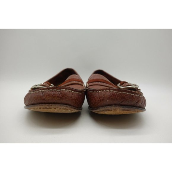 Cole Haan Brown Leather Buckle Toe Slip On Low Heel Flats Shoes Women's 10 B - Picture 8 of 11